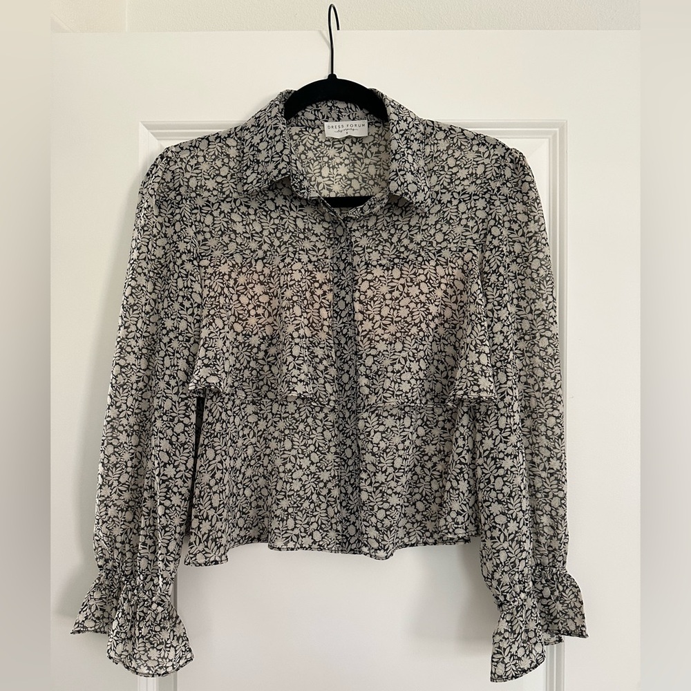 Dress Forum Black and White Floral Blouse